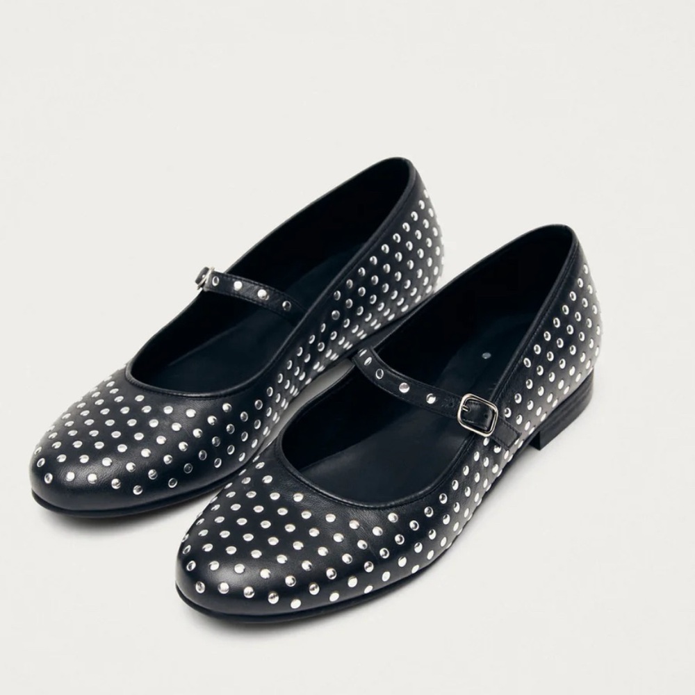 ALOHAS Lucien Black Leather Ballet Flats Pointed Toe EU39 US8.5 NWT Luxury - Picture 4 of 12